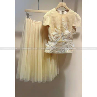 Vietnam niche design 24 years new senior sense of dress pleated light yarn elegant temperament dresses