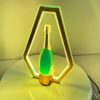 Light weight rechargeable Gold Moet King Champagne bottle glorifier Hightlight Chandon Presenter Neon Sign for night club