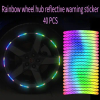 40pcs Car Wheel Hub Reflective Sticker Tire Rim Reflective Strips Luminous for Night Driving Car Bike Motorcycle Wheel Sticker