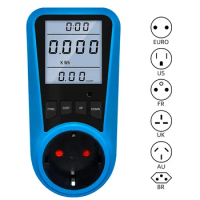 Naughty Bird EU Plug Socket Digital Current Meter Voltmeter AC Power Meter Time Watt Power Energy Tester Wattmeter Energy Meter