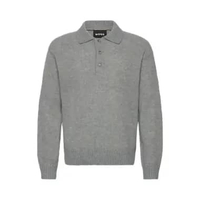 Hugo Boss C-Hadone Virgin-Wool Sweater with Polo Collar Grey M Grey
