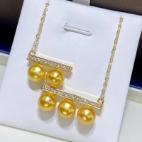 Balanced gold pearl pendant multi-bead is comparable to Nanyang gold pearl color 18KGP.