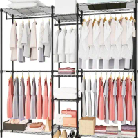 Heavy Duty Clothes Rack for Hanging Clothes, Metal Garment Rack，Large Capacity Portable Clothing Rack，Freestanding Open Wardrobe