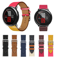 20mm 22mm Genuine Leather Watch Band Strap for Xiaomi Huami Amazfit PACE Smart Watch Replacement Wrist band for GTS 2E GTR 2