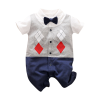 colorland短袖連身衣 造型包屁衣 嬰兒服 童裝 格子紳士款