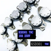 10pcs KSD301 70 Degrees NO Normally open Automatic Closure Temperature switch 70C Normally Closed Automatic Disconnecting Switch
