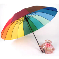 Aurora 16K gradient 138 South Korean rainbow umbrella sun umbrella UV umbrella straight umbrella handle advertising