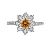 【巴黎精品】莫桑鑽戒指925純銀指環-1克拉D色太陽花銀戒指女飾品6色a1dr19