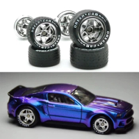 4pc/Set 1:64 Alloy car wheel For Modification Hub Rubber Tires Racing Vehicle Toy Cars Front Rear Tires1:64 HW/Matchbox/Domeka
