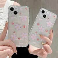 手機殼 ● 紫色小花透明草莓適用iPhone12Promax蘋果13手機殼11亞克力x xr女