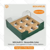 Box Mika Hampers Natal Dus Cup Cake isi 9 Packaging Puding Atur Tinggi | WBC MULTI 9 Green + Insert