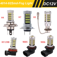 2PCS H4 H8/H11 H3 H7 9005 HB3 9006 HB4 LED Fog Light Bulb 6000K Car Headlight 4014 92-SMD Daytime Running DRL Projector Lamp 12V