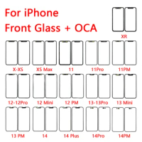 New Screen Front Outer Glass + OCA For Iphone 11 12 13 Pro X XS XS Max mini Screen Touch Panel Glass Replacement Parts