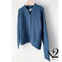 外套 正韓短版粗針織毛衣外套（藍色）N2