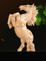 木雕馬擺件十二生肖馬實木馬到成功雕刻辦公室桌面擺設桃木工藝品