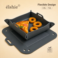 ELSHIE Air Fryer Silicone Pot Tray Premium Mudah Dilipat Alas Wadah Tahan Panas Serbaguna BPA Free
