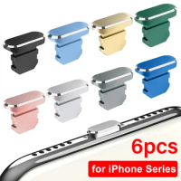 6pcs Alloy Dustproof Cover Universal Anti Dust Plug Dock Metal Stopper Port Cap For Airpods iPad For iPhone 14 13 12 11 Pro Max