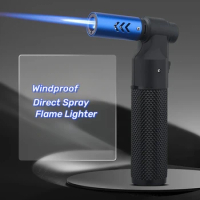HONEST Outdoor Windproof Metal Butane Gas Lighter 360° Use Blue Flame Torch Jet Lighter BBQ Cigar Kitchen Welding Jewelry Tools