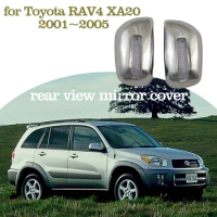 Car Chrome Mirror Cover for Toyota RAV4 XA20 2001~2005 2002 2003 2004 Sticker ABS Rearview Carbon Fiber Trim Set Cap Accessories