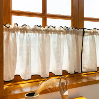 Black Edge Sheer Curtain Half-length Bay Window Short Curtain Half Curtain Short Style Small Window