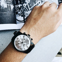 RELAX TIME RT67 飛行者計時手錶(RT-67-3)-銀x黑/45mm