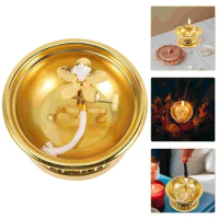 Oil Lamps Indoor Use Ghee Lamp Butter Lamp Holder Buddha Votive Tealight Holder Golden Cup Candle Holder Tibetan Oil