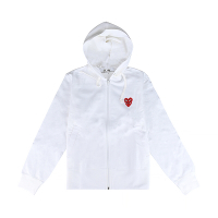 Comme Des Garcons Play川久保玲左胸小愛心LOGO純棉長袖連帽外套(女款/白)