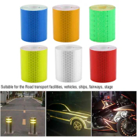 1m*5cm Car Truck Reflective Self-adhesive Safety Warning Tape Roll Film Sticker Water Resistance Long Service Life Reflectivity
