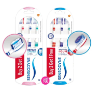 【SENSODYNE 舒酸定】抗敏護齦軟毛/抗敏修復超軟毛牙刷 3入x4(2款各2組共12入 -顏色隨機)