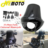 Motorcycle 5 3/4" Headlight Cowl Mask Fairing Windshield 35-49mm Fork Clamps Accessories For Harley Sportster Cafe Racer Chopper
