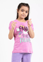 FOREST Forest Kids Girls Cotton Interlock Short Sleeve Graphic Round Neck T-Shirt | Baju Budak Perempuan - FK820059-72LtPurple