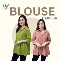 Vyo Carissa Blouse Rampel Depan Atasan Kerja Kemeja Polos OOTD One Size Putih