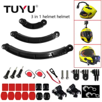 TUIYU 3 Ways Helmet Camera Accessories Gopro Motorcycle Helmet Bracket Adjustable Rod for GoPro Hero 8 7 6 5 4 SJ4000 EKEN H9 Yi