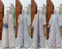 adm33 set hijab gamis+jilbab segi empat gamis motif cantik mewah simple kekinian edisi qayla set dre