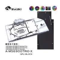 Bykski GPU Water Block for MSI RX 6800 6900 6950 XT Gaming X Trio Video Card / Copper Cooling Radiator RGB SYNC / A-MS6900TRIO-X