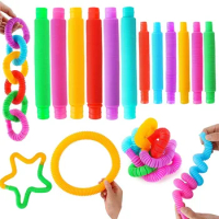 Sensory Fidget Toy Set Pop Tubes Fine Motor Skills Easter Basket Stuffers Toddler Toys for Kids DIY Handmade Learning Toys