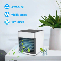 AC Kipas Penyejuk Ruangan Udara Air Cooler Humidifier Purifier Mini Pendingin Portable Lampu LED Pel