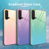 Glass Case For Oneplus Nord CE 5G EB2101 EB2103 Gradient Glass Back Cover Hard Case Soft Bumper for OnePlus Nord Core Edition 5G