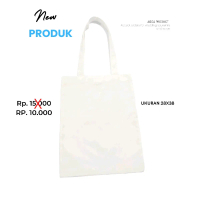 Tas Tote Bag Kain Blacu/Baby Kanvas Putih tulang Polos- Grosir Totebag Wanita