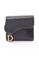 Christian Dior 二奢 Pre-loved Christian Dior saddle lotus wallet trifold wallet leather black