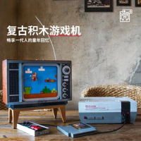 Tv Game Console Red And White Console High Difficulty Boy Assembly Toy Game Console Suitable For Building Blocks Assembly Model