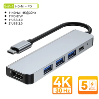 USB C HUB Type C Splitter to HDMI-compatible 4K Thunderbolt 3 USB C Docking Station Laptop Adapter For Macbook Air M1 iPad Pro