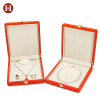 高檔超纖首飾盒子帶蓋帶鎖珍珠吊墜項鏈珠寶飾品展示道具盤收納盒