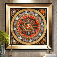 印花線繡十字繡壇城曼陀羅咒輪招財西藏客廳點貼滿磚水晶5d鉆石畫