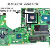 used For ACER G5-593 G9-793 NBQ1A11001 i5-6300u I7-6700HQ CPU GTX1060 Laptop Motherboard W/MU5DC/CH7DC REV.2.0