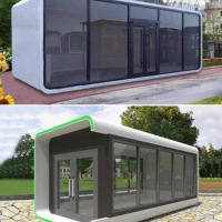 20FT 40FT Prefabricated Modular Steel Strucuture Mobile Security Container House,Sunroom Glass Container Villa,Capsule Space Inn
