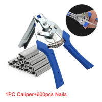 Hog Ring Plier Tool and 600pcs M Clips Staples Chicken Mesh Cage Wire Fencing Caged Clamp Poultry Supplies Mesh Clip Kit