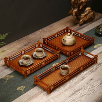 竹制品竹編茶盤手工編織干泡臺奉茶盤家用長方形茶具收納盤竹托盤