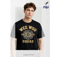 FQU Wee Woo Squad Funny Firefighter Badge Marshal T-shirt Cyberpunk Oversized gifts for Family Men's