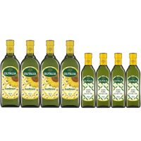 【Olitalia 奧利塔】葵花油1000mlx4瓶(+純橄欖油500mlx4瓶-禮盒組)